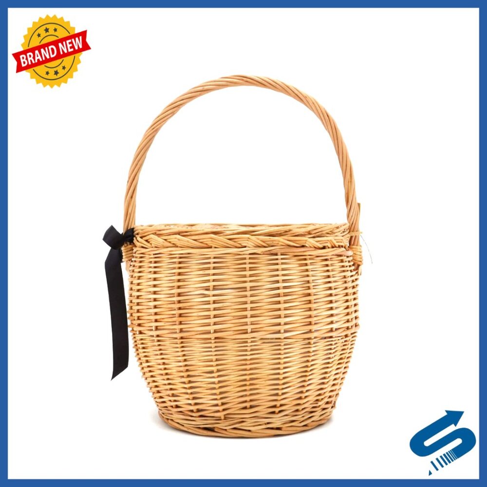 Handmade Rattan Straw Basket Bag With Lid Boho Chic Tote Shoulder Bag
